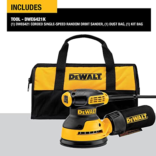 DEWALT 20V MAX Orbital Sander Kit, 5 inch, 3 amp, Corded, 12,000 OPM (DWE6421K)