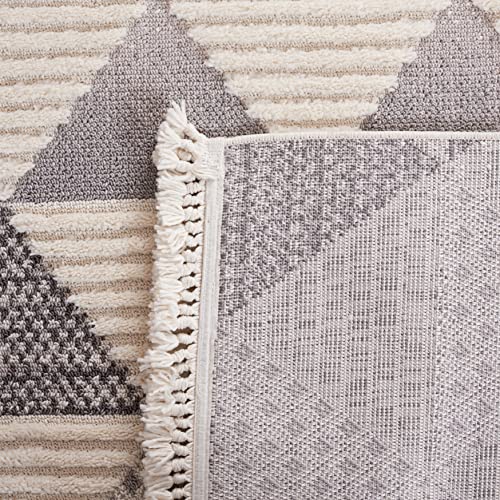 Safavieh Urban Collection 9' x 12' Grey/Ivory URB206F Mid-Century Modern Tassel Fringe Area Rug