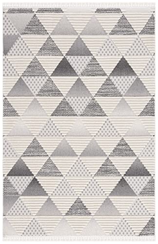 Safavieh Urban Collection 9' x 12' Grey/Ivory URB206F Mid-Century Modern Tassel Fringe Area Rug