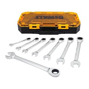 dewalt wrench set, combination ratchet wrench sae, direct torque technology, lockable case included, 8 piece (dwmt74733)