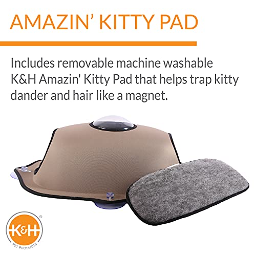 K&H Pet Products EZ Mount Window Bubble Pod Kitty Sill Window Sill Cat Bed Cat Perch, Cat Hammock with Lookout Bubble Window Tan 27 X 20 Inches