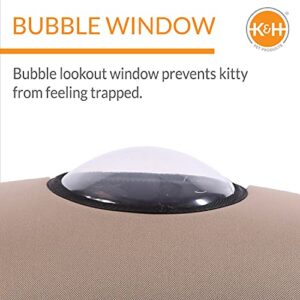 K&H Pet Products EZ Mount Window Bubble Pod Kitty Sill Window Sill Cat Bed Cat Perch, Cat Hammock with Lookout Bubble Window Tan 27 X 20 Inches