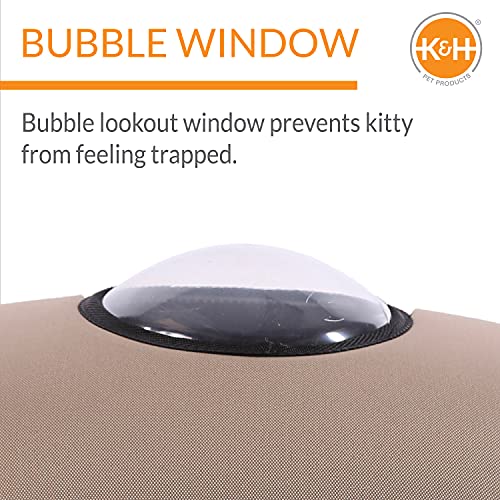 K&H Pet Products EZ Mount Window Bubble Pod Kitty Sill Window Sill Cat Bed Cat Perch, Cat Hammock with Lookout Bubble Window Tan 27 X 20 Inches