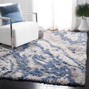 safavieh horizon shag collection 8′ x 10′ grey/blue hzn890g modern abstract non-shedding living room bedroom dining room entryway plush 2.5-inch thick area rug