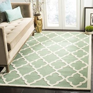 safavieh cambridge collection 8′ x 10′ teal / ivory cam312t handmade moroccan trellis premium wool area rug
