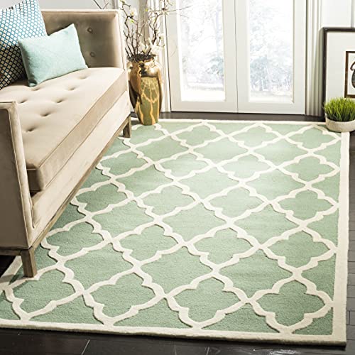 SAFAVIEH Cambridge Collection 8' x 10' Teal / Ivory CAM312T Handmade Moroccan Trellis Premium Wool Area Rug