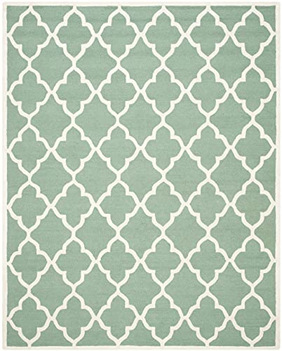 SAFAVIEH Cambridge Collection 8' x 10' Teal / Ivory CAM312T Handmade Moroccan Trellis Premium Wool Area Rug