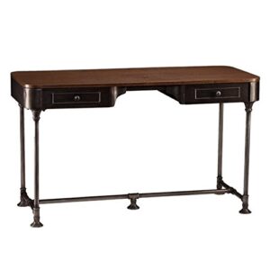 sei furniture edison 2-drawer desk, dark tobacco with industrial gray