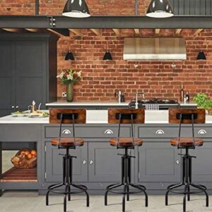 Lisuden Industrial Bar Stools with Backs, Industrial Farmhouse Bar Stools Swivel Stool Counter Kitchen Island with Stools Adjustable 20''-24'' Bar Stools Set of 2