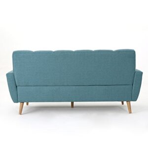 Christopher Knight Home Treston Mid-Century Fabric Sofa, Blue / Natural