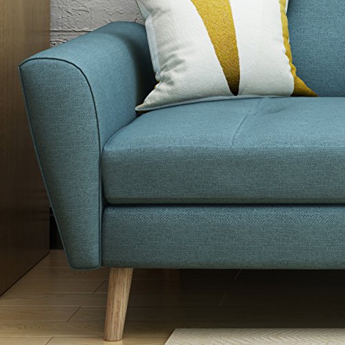 Christopher Knight Home Treston Mid-Century Fabric Sofa, Blue / Natural