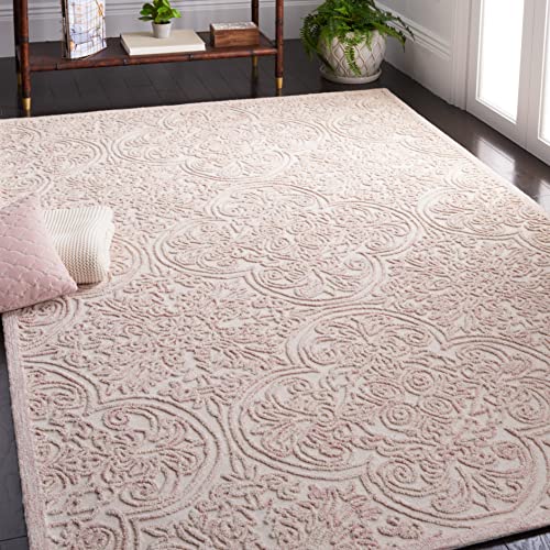 MARTHA STEWART Collection by SAFAVIEH 9' x 12' Ivory/Pink MSR3511U Handmade Contemporary Wool Area Rug