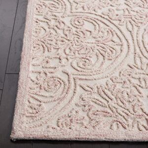 MARTHA STEWART Collection by SAFAVIEH 9' x 12' Ivory/Pink MSR3511U Handmade Contemporary Wool Area Rug