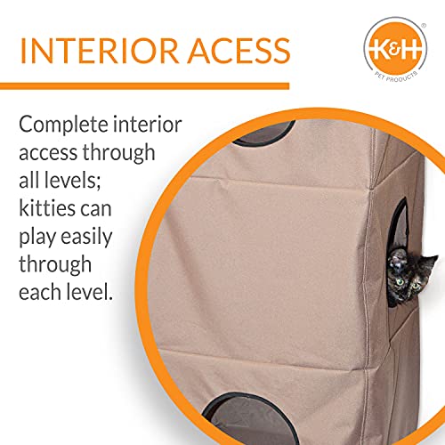 K&H PET PRODUCTS Hangin' Cat Condo Door Mounted Cat Furniture Cat Tree Tan Large 23 X 16 X 65 Inches