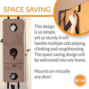 K&H PET PRODUCTS Hangin' Cat Condo Door Mounted Cat Furniture Cat Tree Tan Large 23 X 16 X 65 Inches