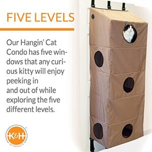 K&H PET PRODUCTS Hangin' Cat Condo Door Mounted Cat Furniture Cat Tree Tan Large 23 X 16 X 65 Inches