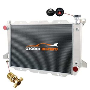 ozcoolingparts 4 row core all aluminum radiator for 1985-1997 86 87 88 89 90 91 92 93 94 95 ford bronco f-150 f-250 f-350 4.9l l6