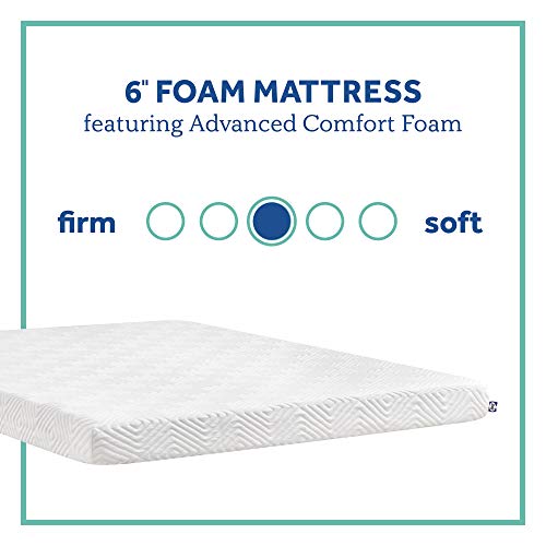 Sealy - Memory Foam Bed in a Box – 6 Inch, Low Profile, Medium Feel, Twin Size, CertiPur-US Certified, White