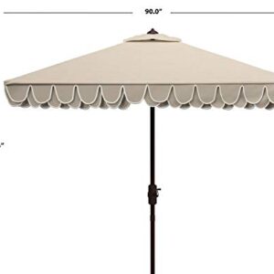 Safavieh PAT8406C Outdoor Elegant Valance Beige and White 7'6" Square UV Protected Umbrella