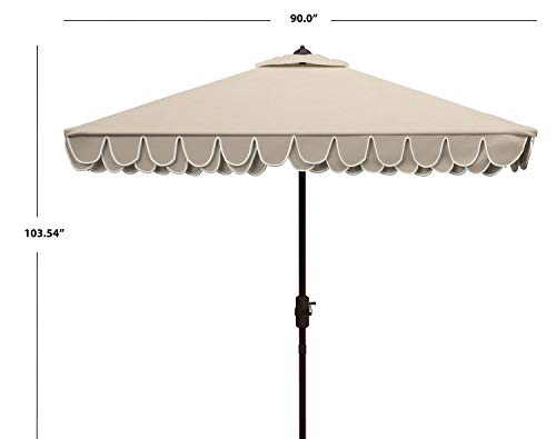 Safavieh PAT8406C Outdoor Elegant Valance Beige and White 7'6" Square UV Protected Umbrella