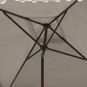 Safavieh PAT8406C Outdoor Elegant Valance Beige and White 7'6" Square UV Protected Umbrella