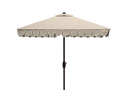 Safavieh PAT8406C Outdoor Elegant Valance Beige and White 7'6" Square UV Protected Umbrella