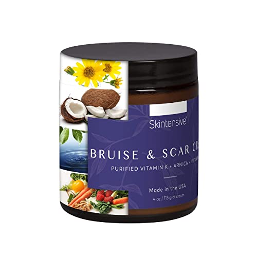 SKINTENSIVE Highest Purity Organic Arnica Plant-Based Bruise Cream for Thin Skin - Moisturizing, Anti-Aging, Healing, and Fading Scar Lotion, Vitamin K C and E, Skin Renewal