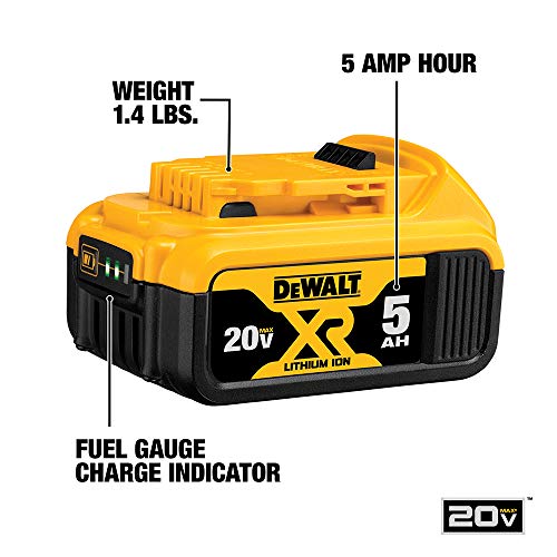 DEWALT 20V MAX Battery and Charger Kit with Bag, 5.0Ah (DCB205CK)