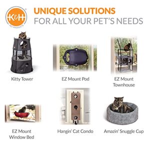 K&H PET PRODUCTS Hangin’ Cat Tree - Door Mounted Cat Climber Cat Wall Perch Furniture Cat Hammock Bed Cat Perch for Indoor Cats, Hanging Cat Bed, Elevated Cat Bed - 4 Story Gray 12 X 22 X 65 Inches