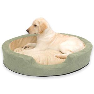 k&h pet products thermo-snuggly sleeper heated pet bed large 31 x 24 x 5 inches sage/tan