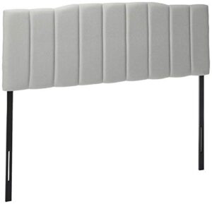 zinus satish upholstered channel stitched headboard in light grey, queen