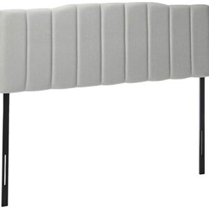 Zinus Satish Upholstered Channel Stitched Headboard in Light Grey, Queen
