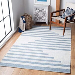 safavieh striped kilim collection 8′ x 10′ ivory/blue stk504a handmade flatweave cotton area rug