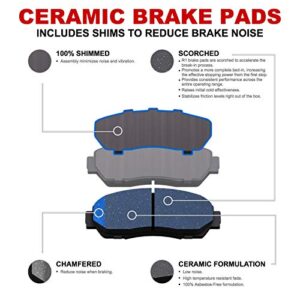 R1 Concepts Front Rear Brakes and Rotors Kit |Front Rear Brake Pads| Brake Rotors and Pads| Ceramic Brake Pads and Rotors |fits 2007-2017 Lexus LS460, 2008-2016 Lexus LS600h