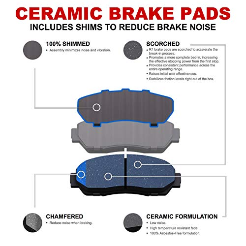 R1 Concepts Front Rear Brakes and Rotors Kit |Front Rear Brake Pads| Brake Rotors and Pads| Ceramic Brake Pads and Rotors |fits 2007-2017 Lexus LS460, 2008-2016 Lexus LS600h