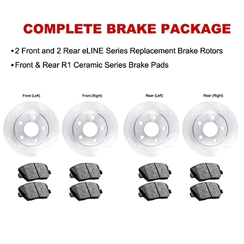 R1 Concepts Front Rear Brakes and Rotors Kit |Front Rear Brake Pads| Brake Rotors and Pads| Ceramic Brake Pads and Rotors |fits 2007-2017 Lexus LS460, 2008-2016 Lexus LS600h