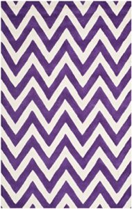 safavieh cambridge collection 5′ x 8′ purple / ivory cam139k handmade chevron premium wool area rug