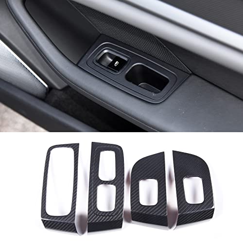 taruisixt Fit for Porsche Taycan 2019 2020 2021 2022 Real Carbon Fiber Auto Window Lifting Switch Cover Trim Car Interior Accessories