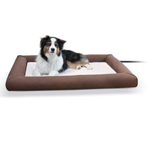 k&h pet products deluxe lectro-soft outdoor heated bed large chocolate/tan 34.5″ x 44.5″ 60w
