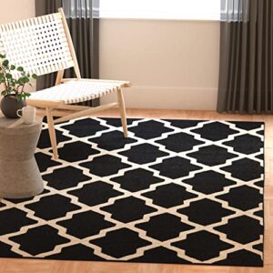 safavieh cambridge collection 4′ square black/ivory cam121e handmade trellis premium wool area rug