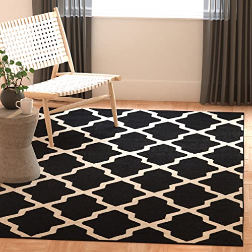 SAFAVIEH Cambridge Collection 4' Square Black/Ivory CAM121E Handmade Trellis Premium Wool Area Rug