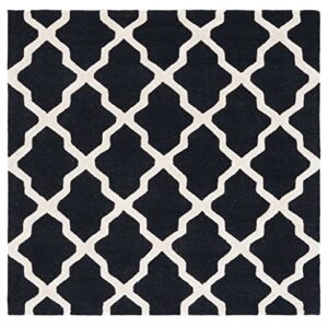 SAFAVIEH Cambridge Collection 4' Square Black/Ivory CAM121E Handmade Trellis Premium Wool Area Rug