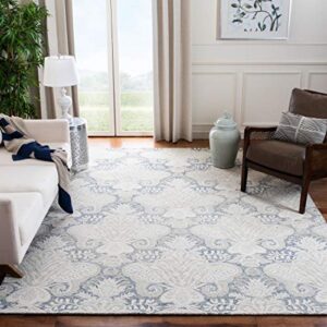 safavieh micro-loop collection 5′ x 8′ blue/ivory mlp539m handmade premium wool area rug