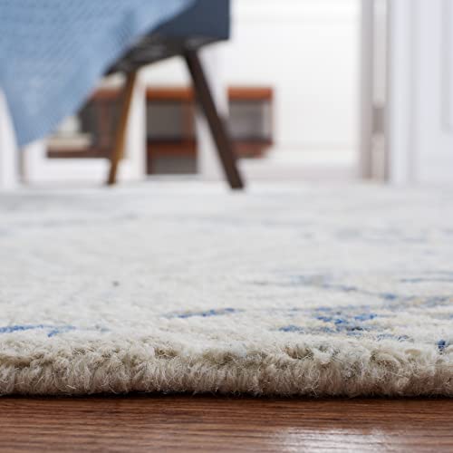 SAFAVIEH Micro-Loop Collection 5' x 8' Blue/Ivory MLP539M Handmade Premium Wool Area Rug