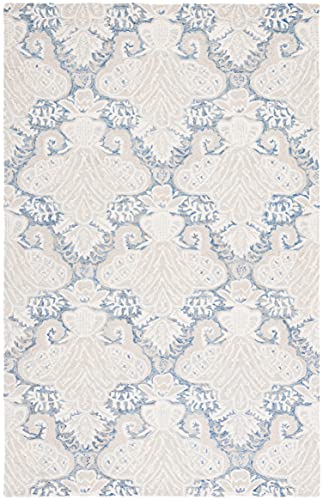 SAFAVIEH Micro-Loop Collection 5' x 8' Blue/Ivory MLP539M Handmade Premium Wool Area Rug