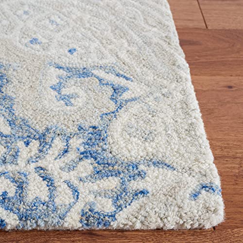SAFAVIEH Micro-Loop Collection 5' x 8' Blue/Ivory MLP539M Handmade Premium Wool Area Rug