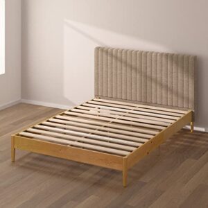 ZINUS Amelia Wood Platform Bed Frame with Upholstered Headboard / Solid Wood Bed / No Box Spring Needed / Easy Assembly, King