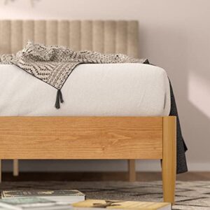 ZINUS Amelia Wood Platform Bed Frame with Upholstered Headboard / Solid Wood Bed / No Box Spring Needed / Easy Assembly, King