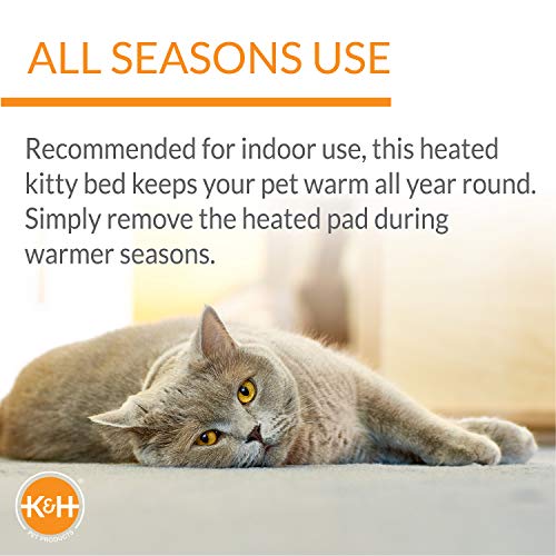 K&H PET PRODUCTS Thermo-Kitty Heated Cat Bed Large 20 Inches Mocha/Tan