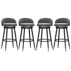 xintayel swivel counter height stools set of 1/2/3/4, velvet bar stool with low back and footrest, modern armless tall stool for kitchen island dining room, grey, xintayel